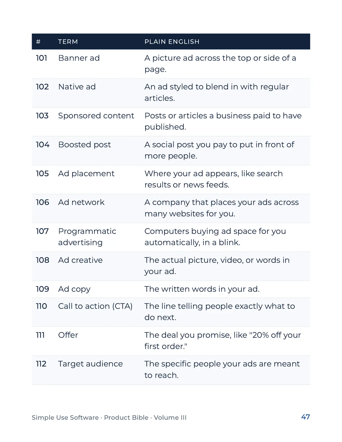 Product Bible, The Plain English Engine, page 47