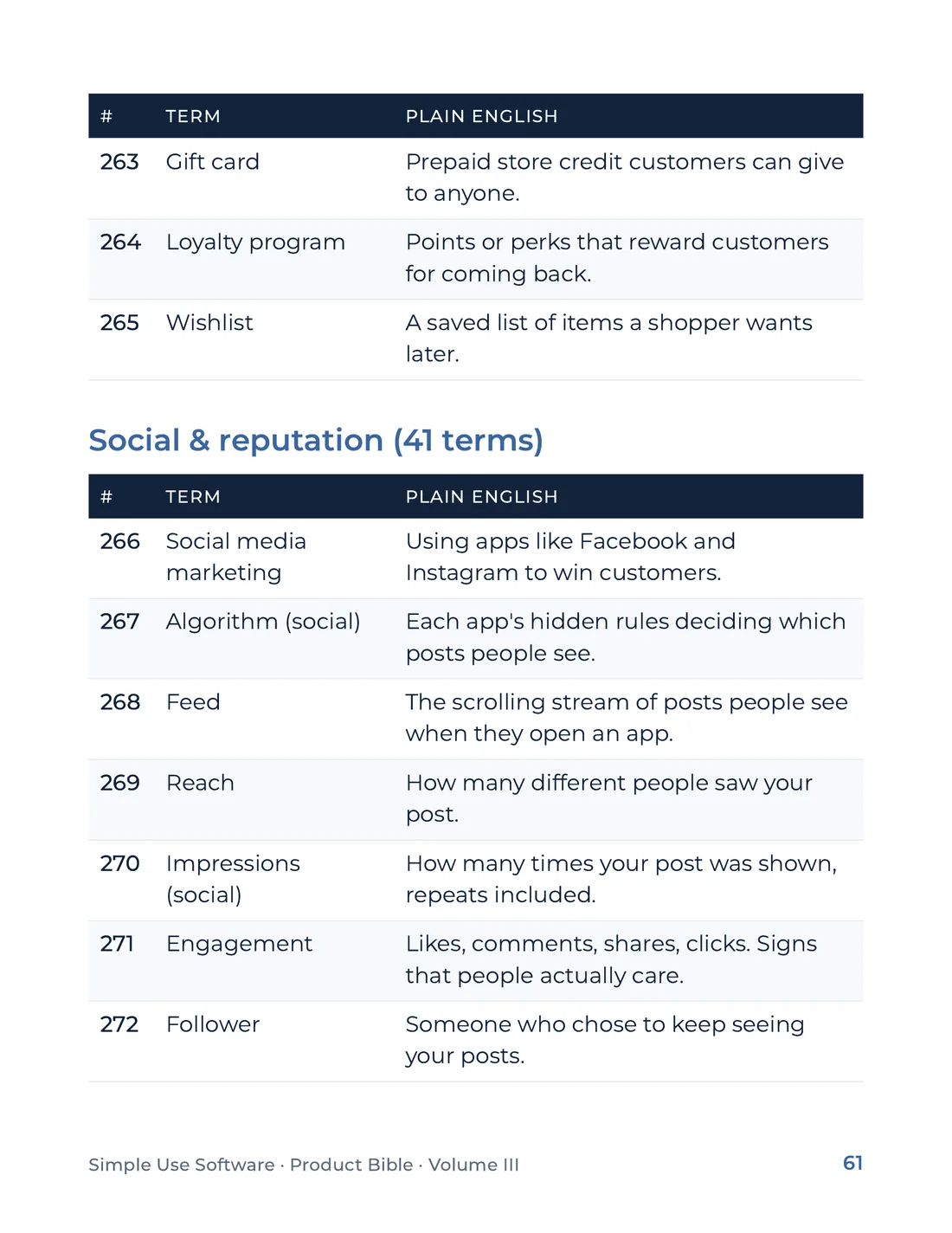 Product Bible, The Plain English Engine, page 61