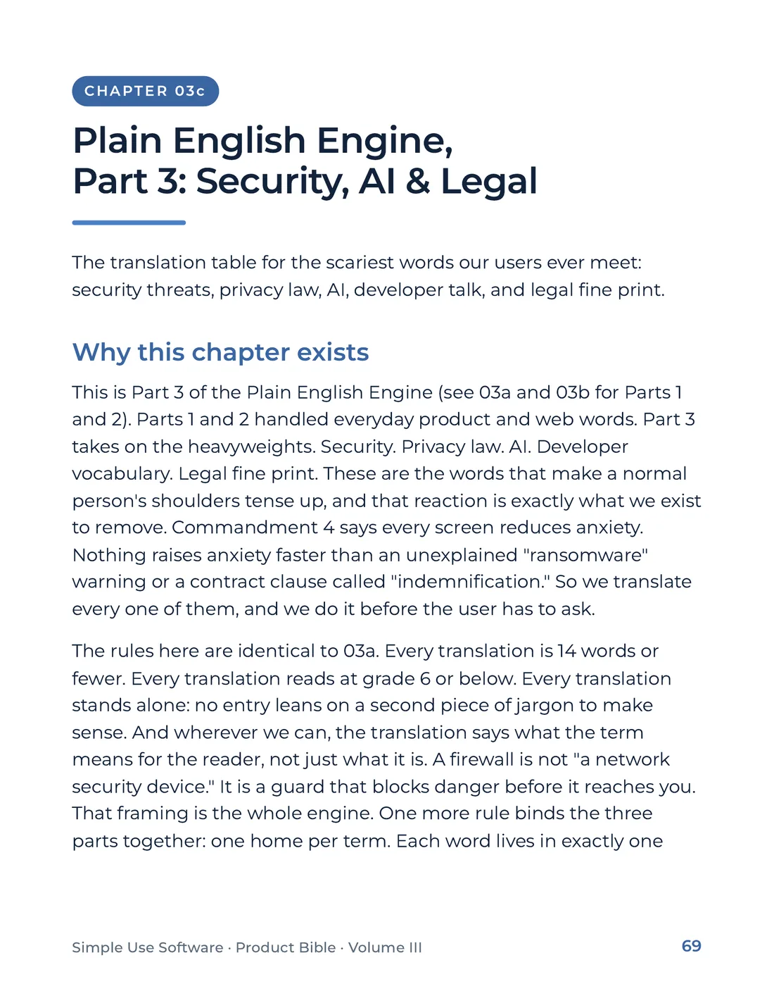 Product Bible, The Plain English Engine, page 69