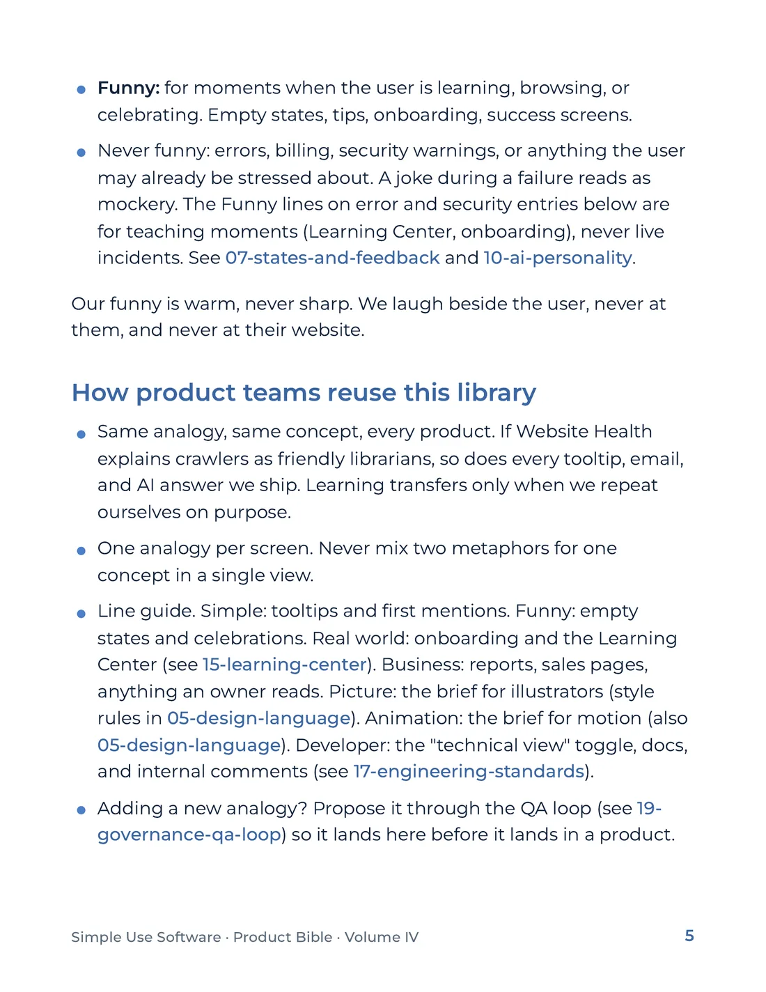 Product Bible, The Analogy Library, page 5