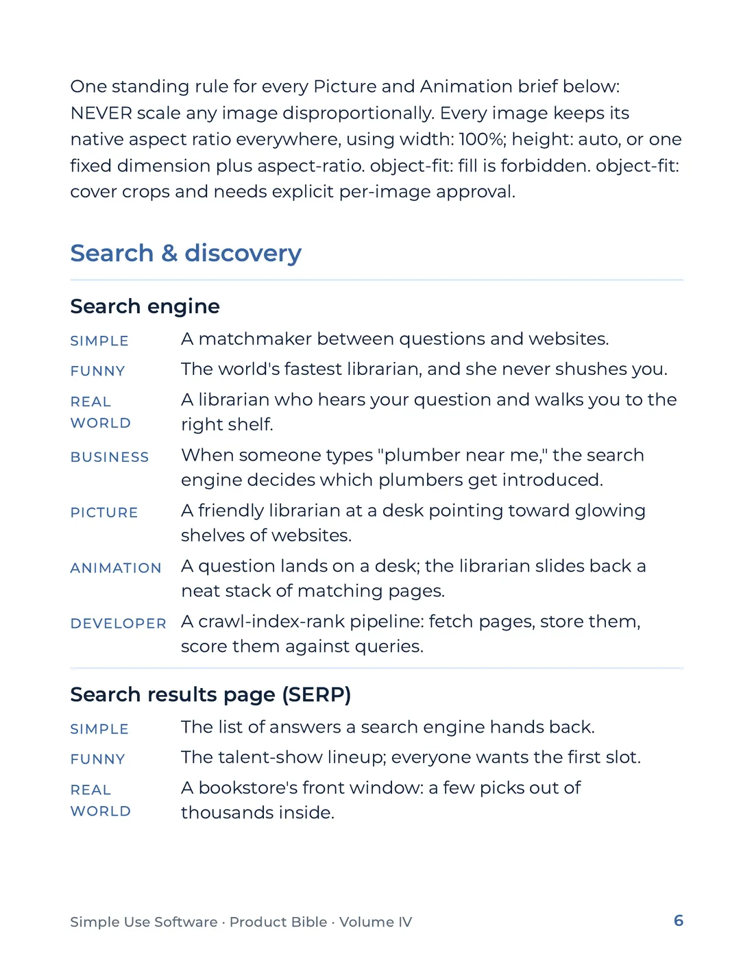 Product Bible, The Analogy Library, page 6