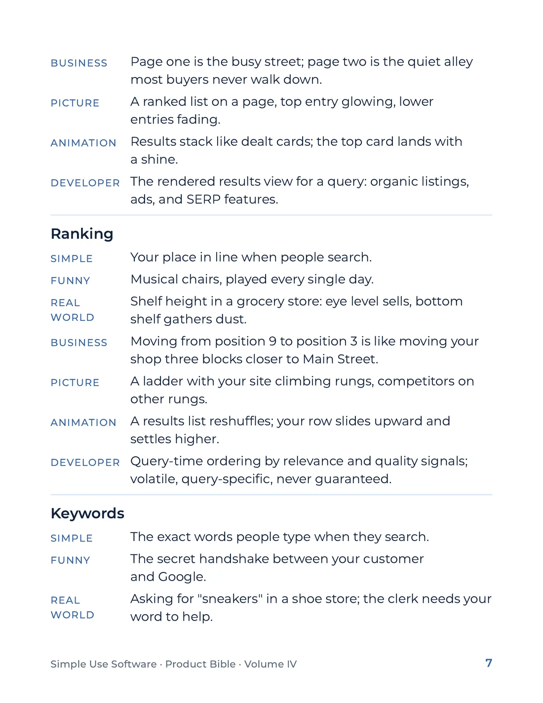 Product Bible, The Analogy Library, page 7
