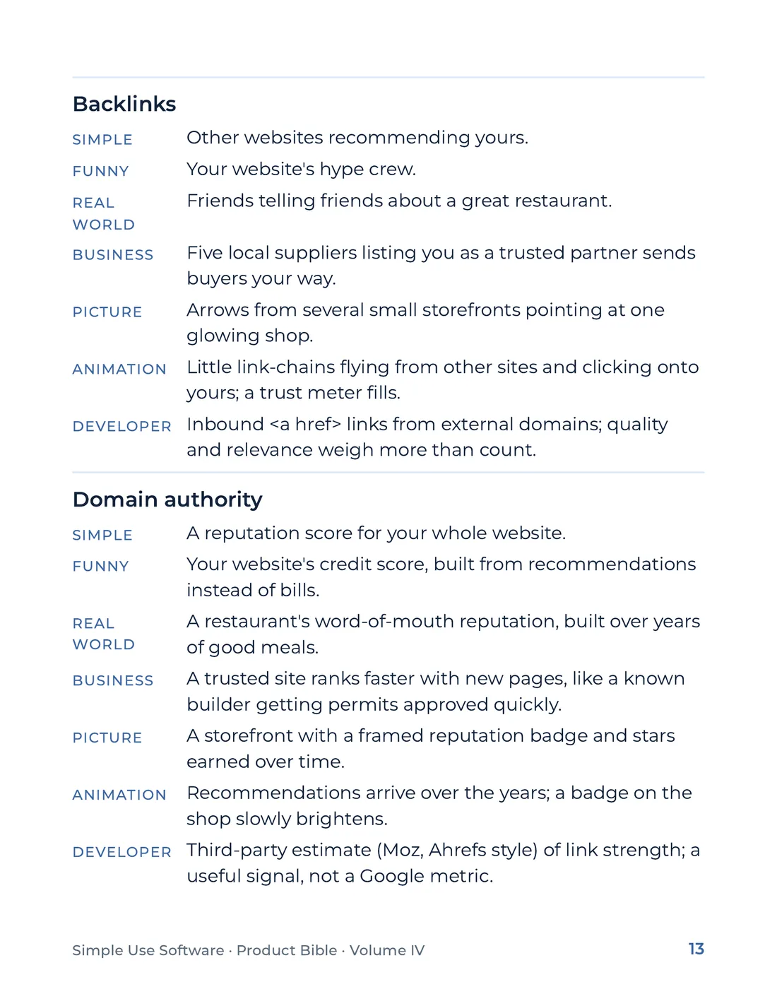 Product Bible, The Analogy Library, page 13