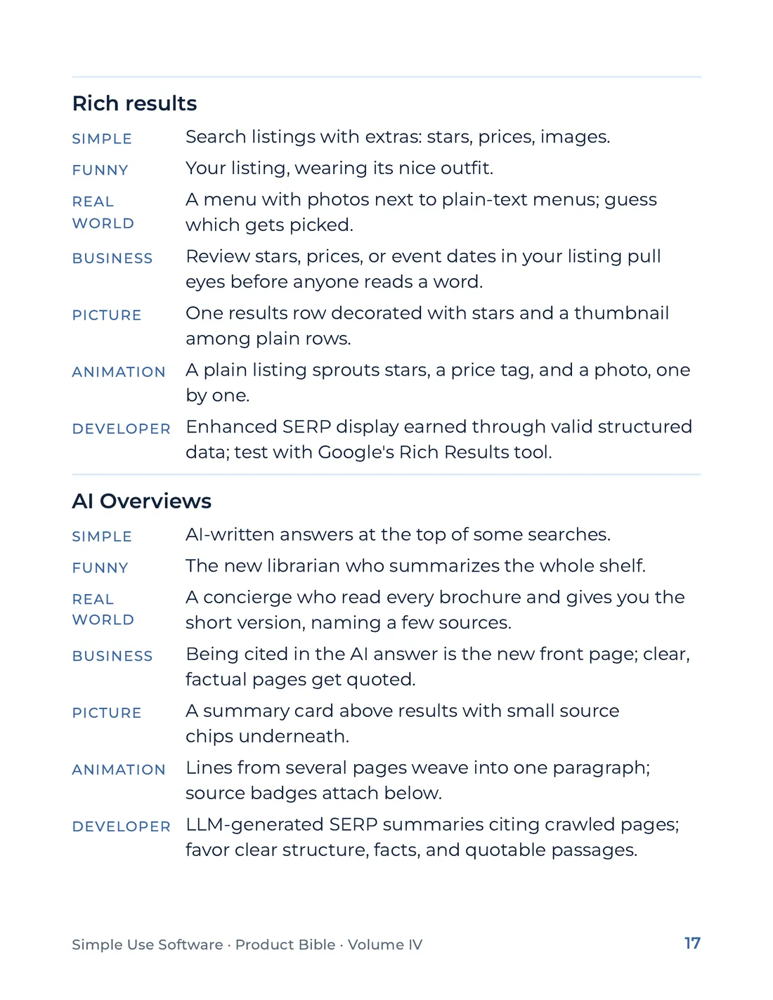 Product Bible, The Analogy Library, page 17