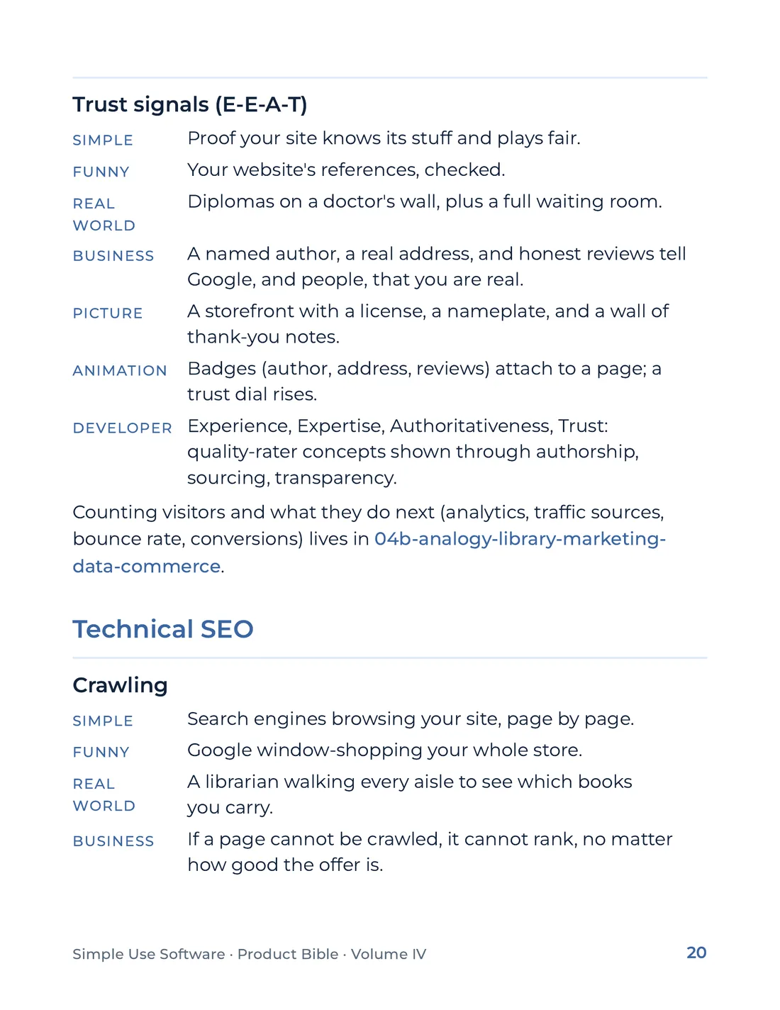 Product Bible, The Analogy Library, page 20