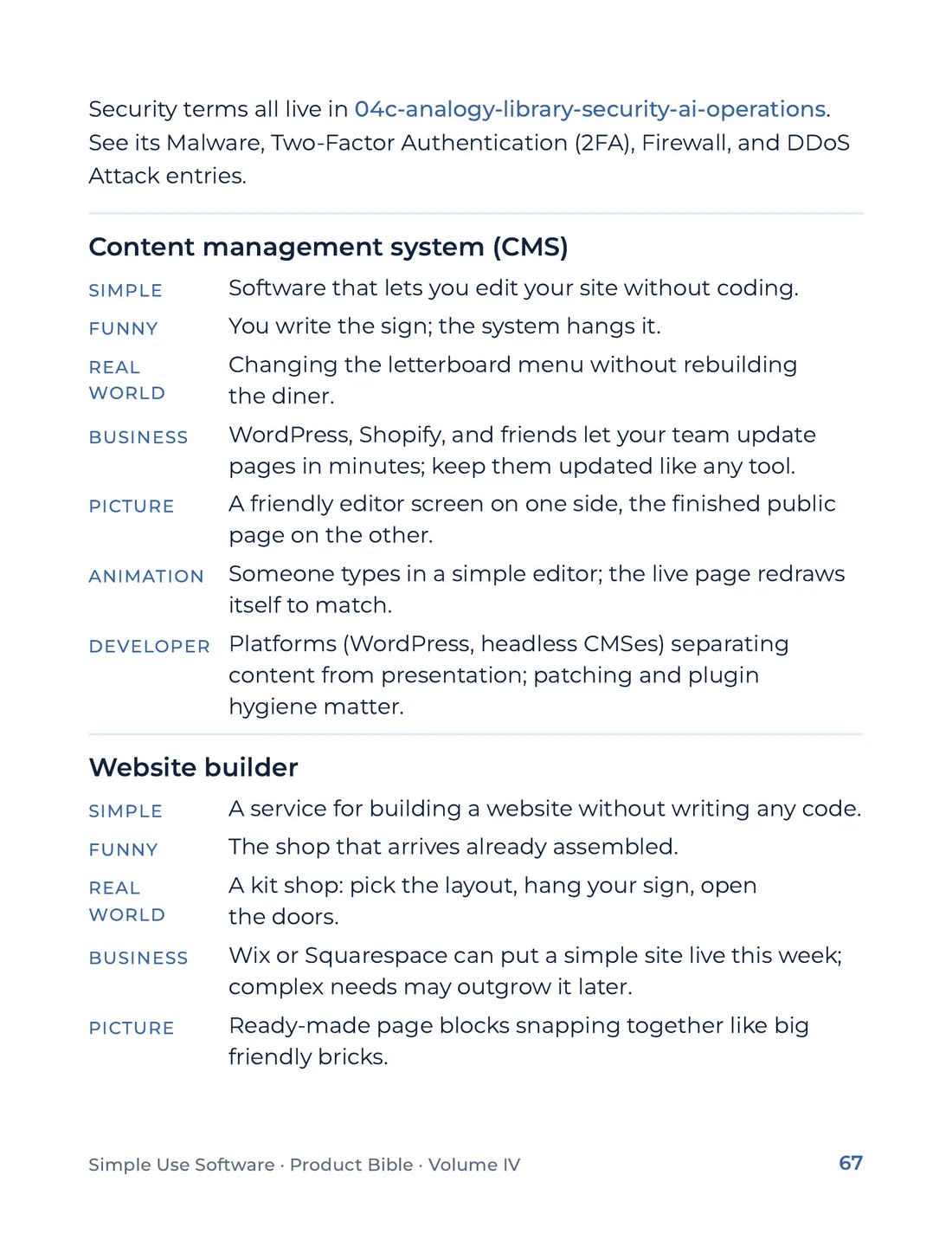 Product Bible, The Analogy Library, page 67