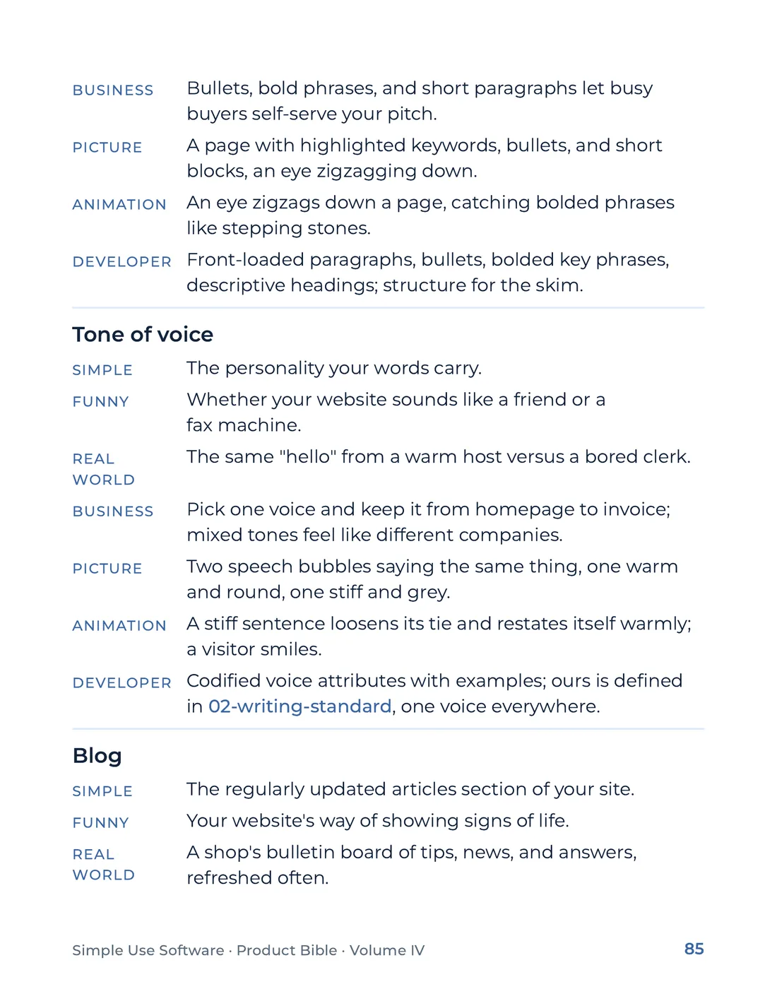 Product Bible, The Analogy Library, page 85