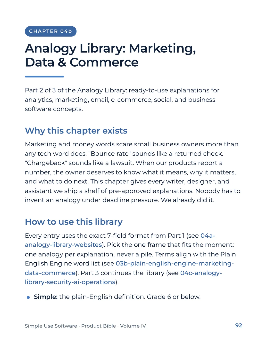 Product Bible, The Analogy Library, page 92