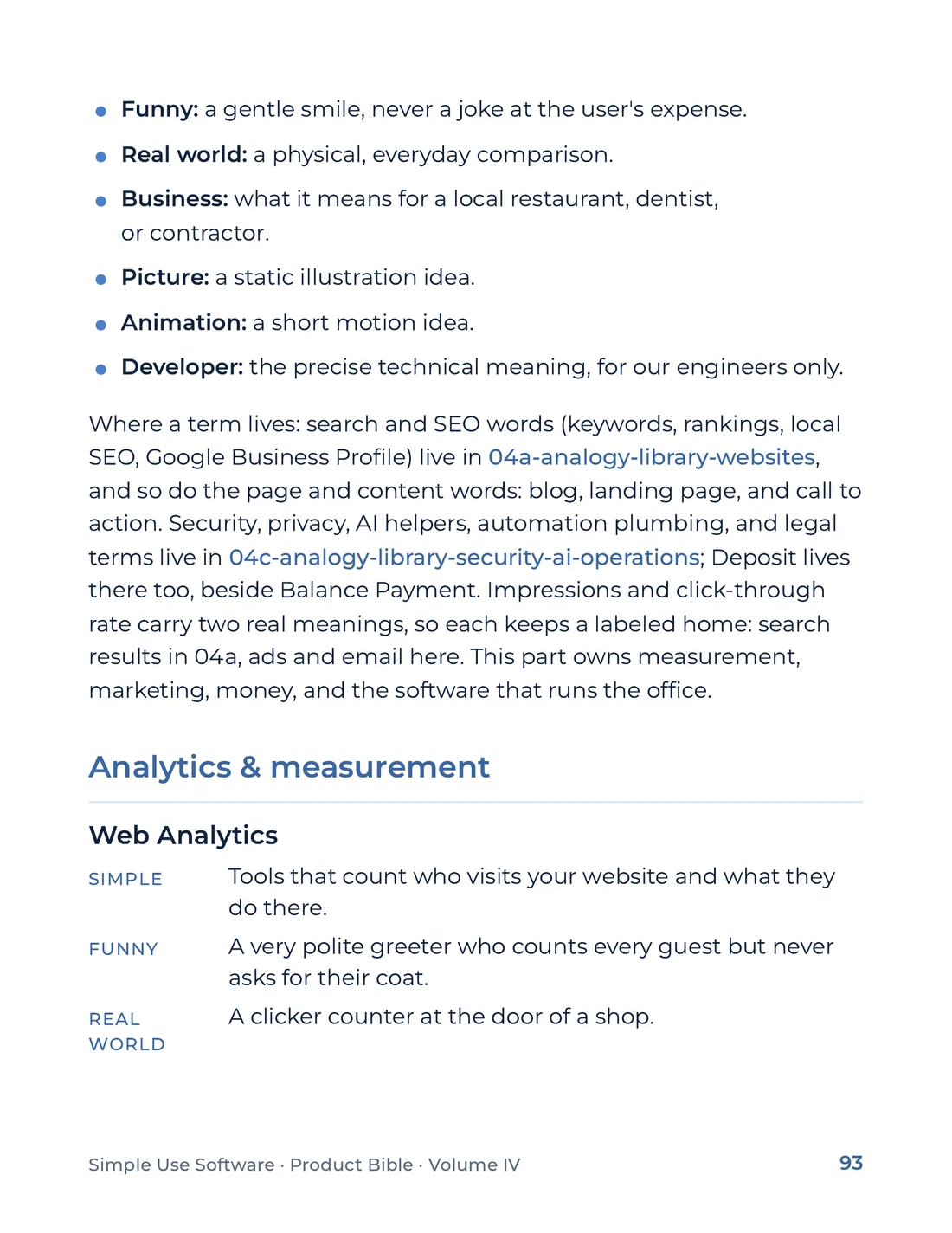 Product Bible, The Analogy Library, page 93