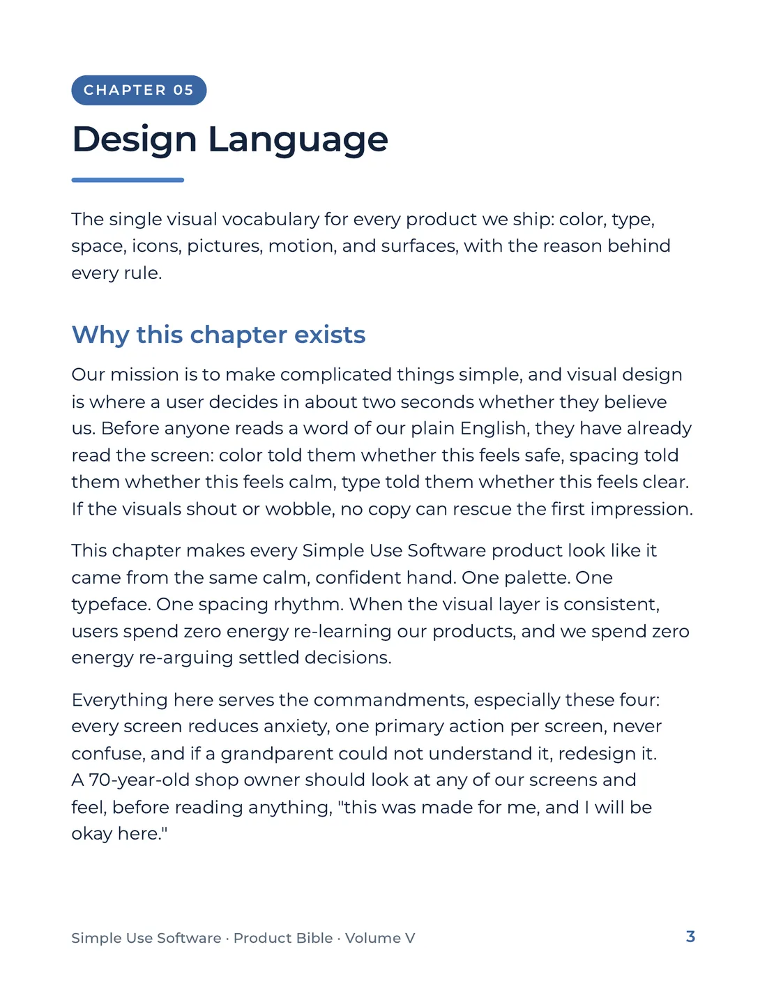 Product Bible, The Design System, page 3