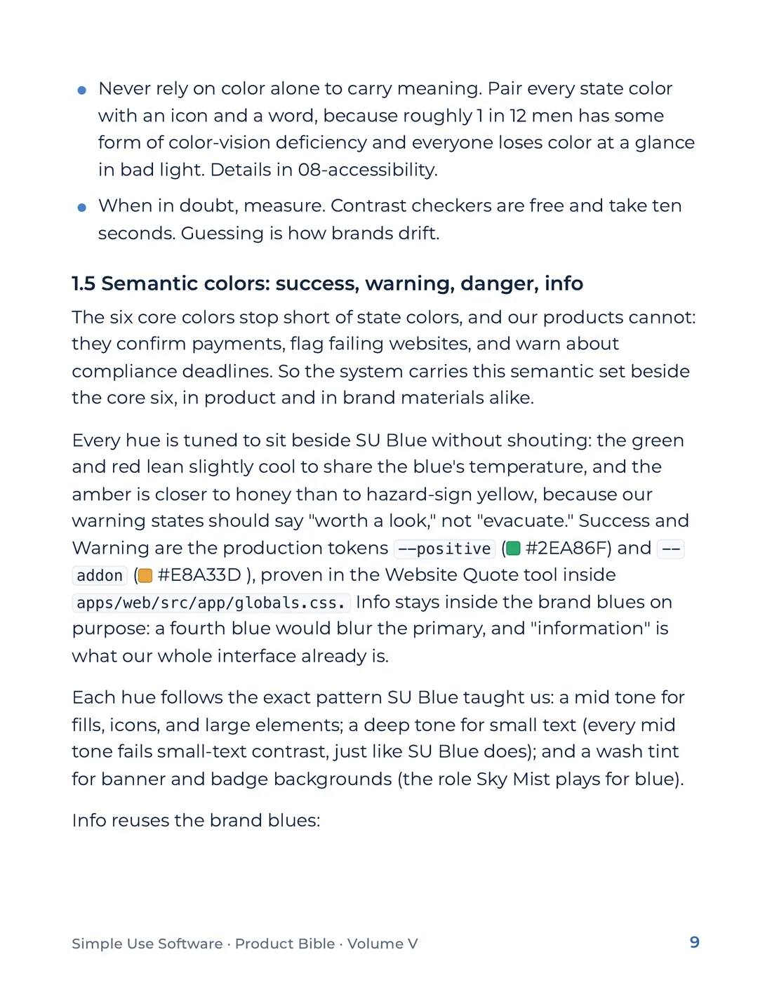 Product Bible, The Design System, page 9
