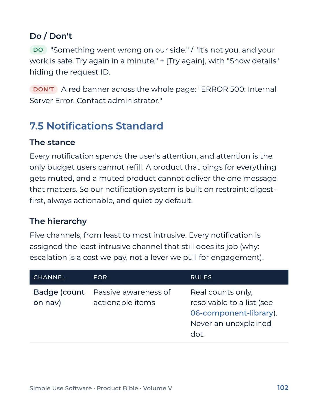 Product Bible, The Design System, page 102