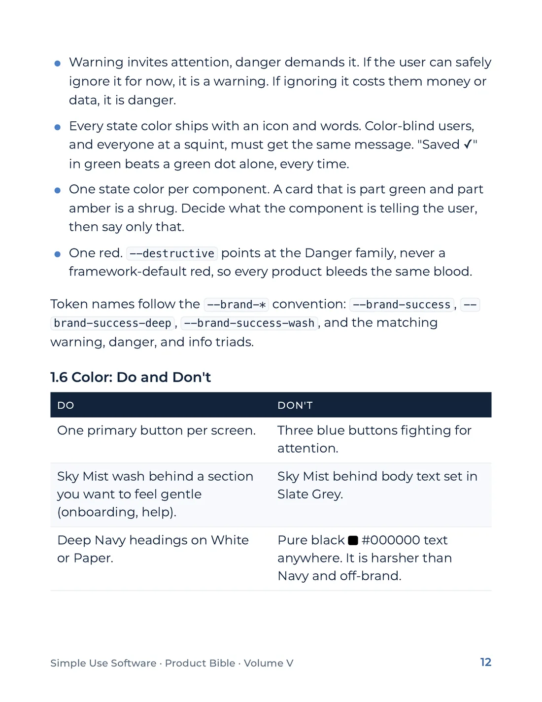 Product Bible, The Design System, page 12