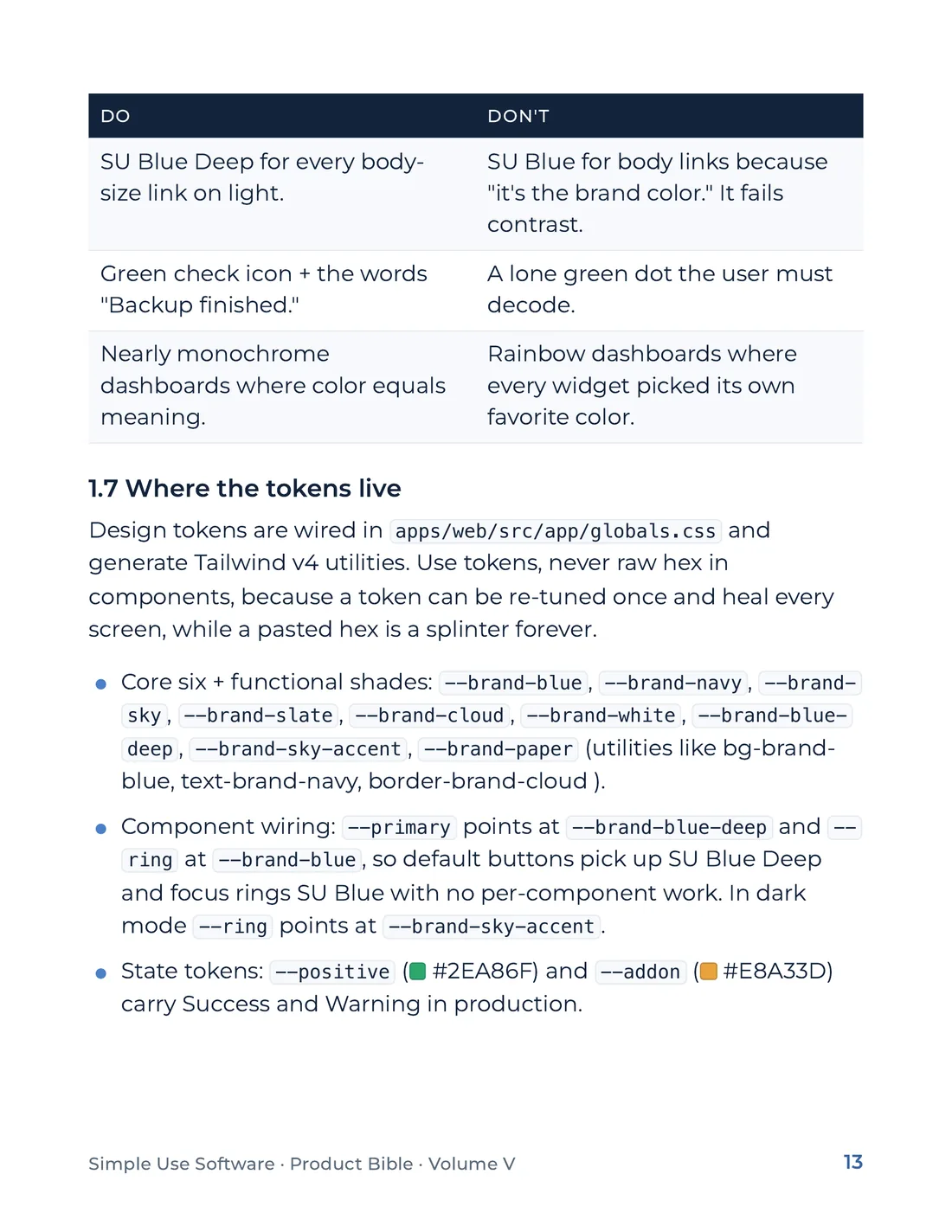 Product Bible, The Design System, page 13