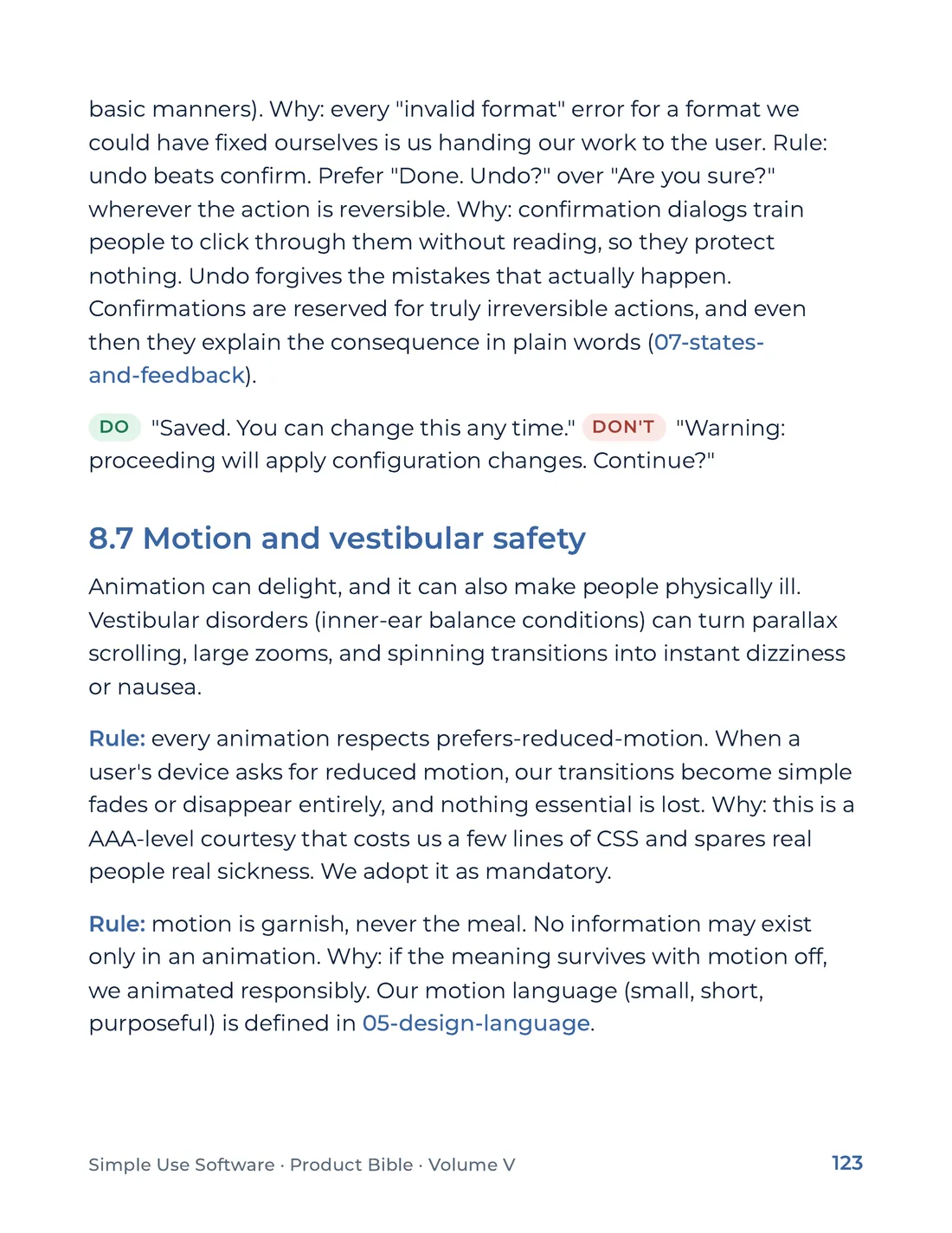 Product Bible, The Design System, page 123
