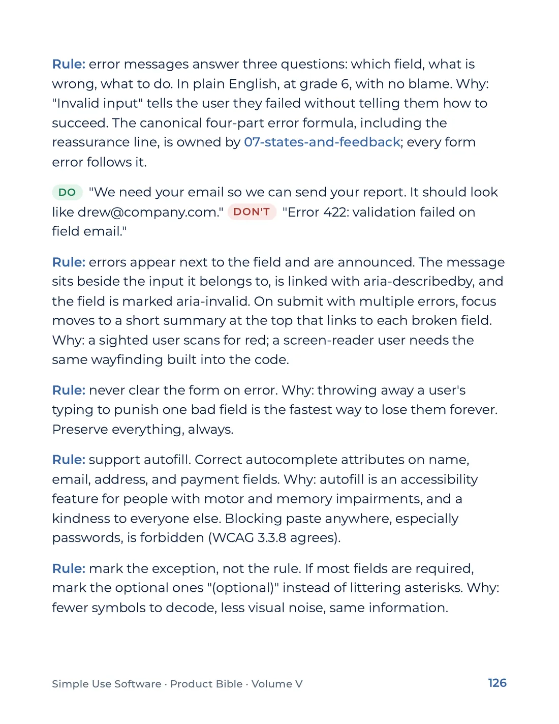 Product Bible, The Design System, page 126