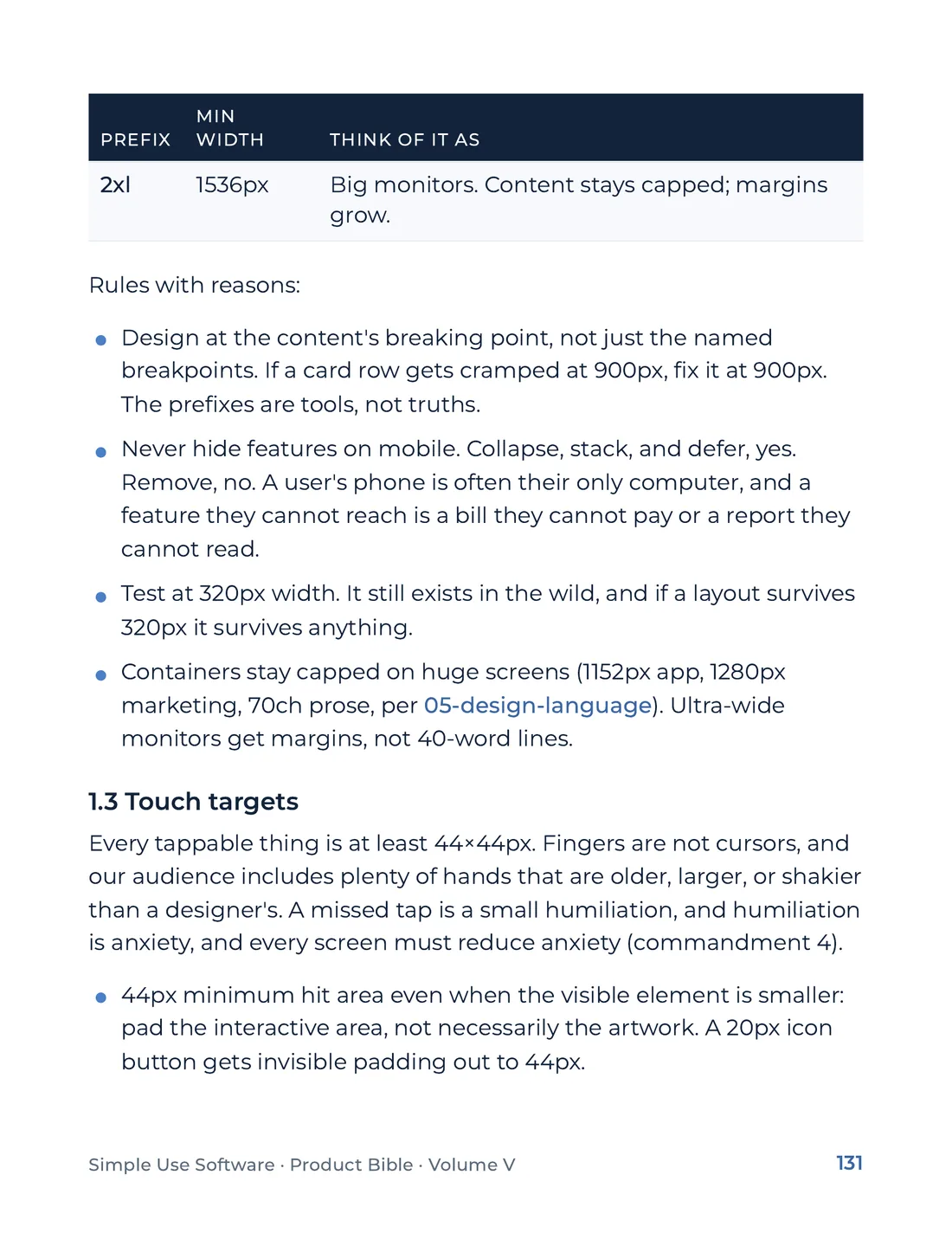 Product Bible, The Design System, page 131