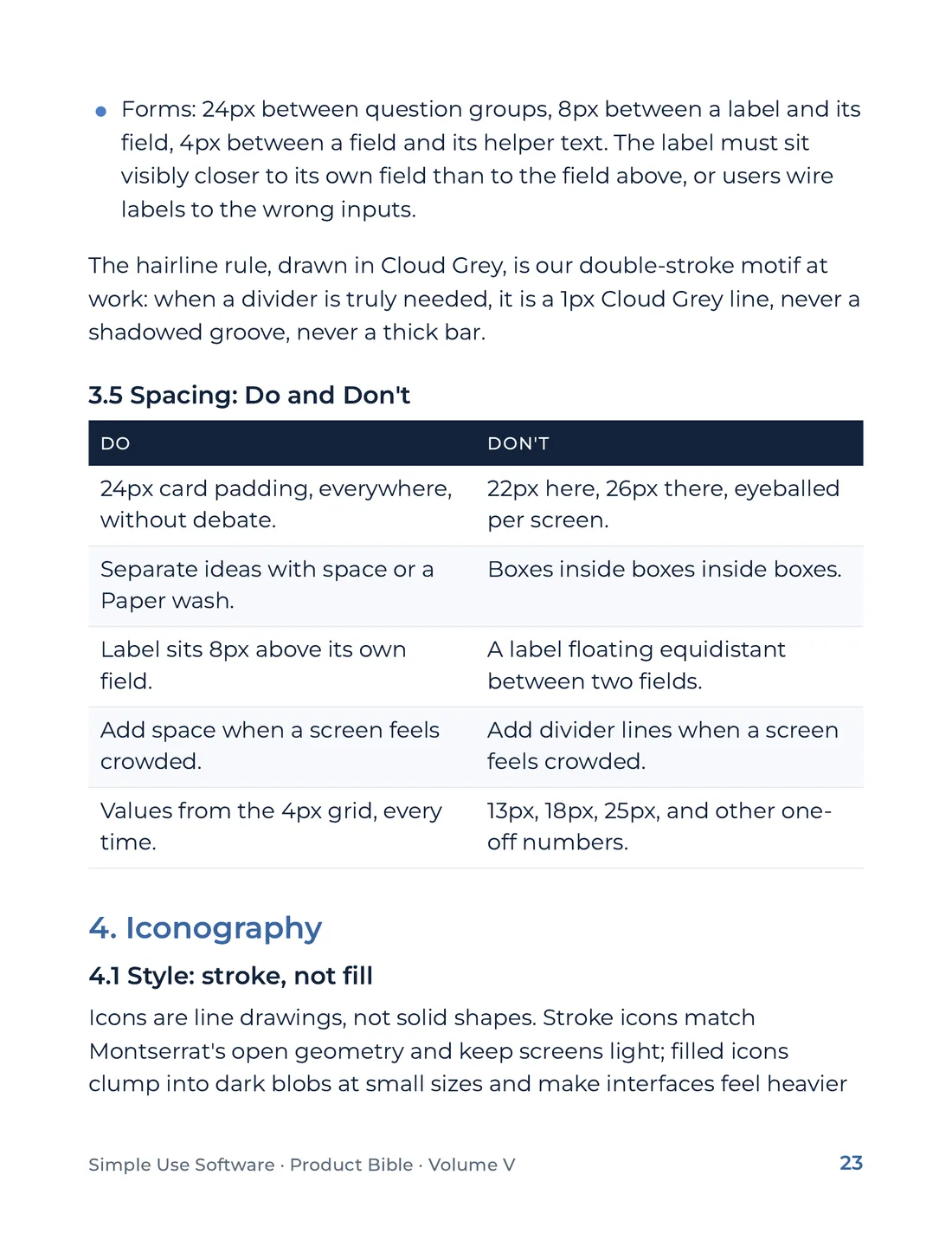Product Bible, The Design System, page 23