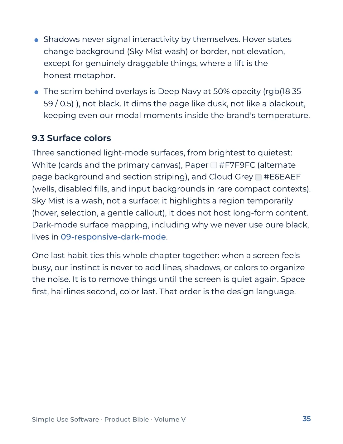 Product Bible, The Design System, page 35