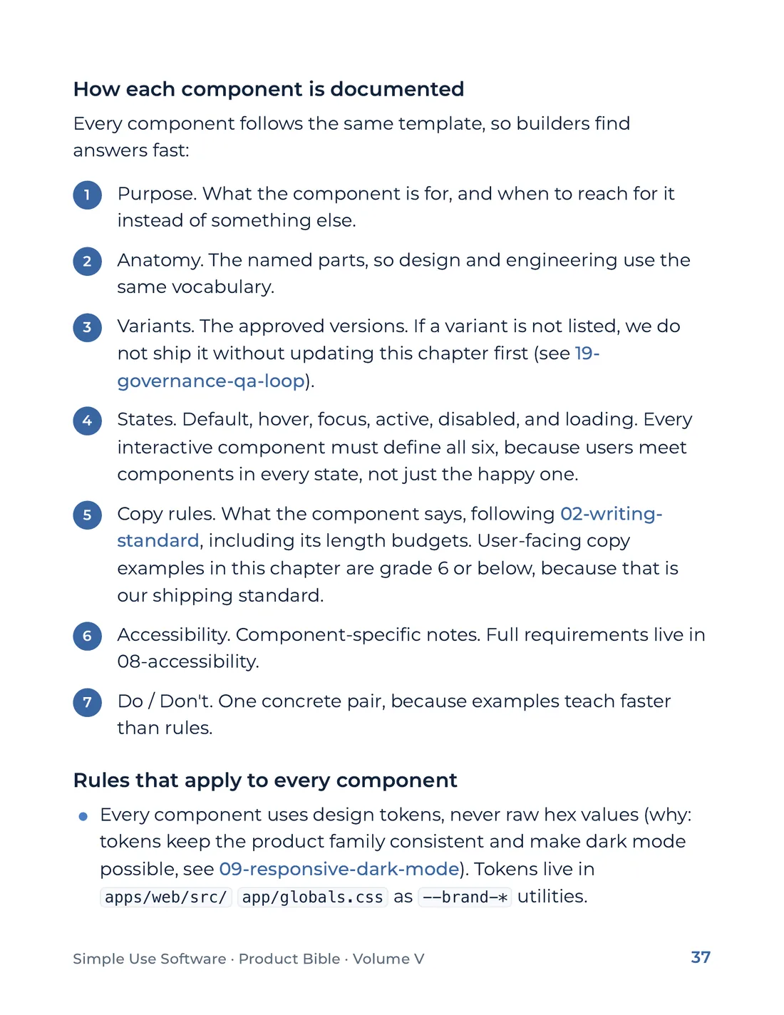 Product Bible, The Design System, page 37