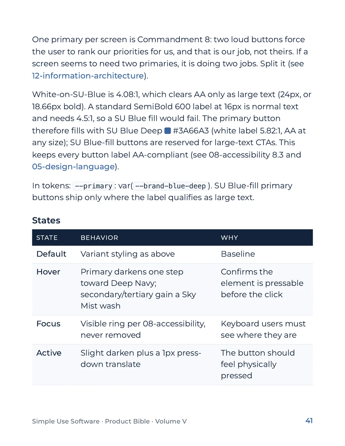 Product Bible, The Design System, page 41