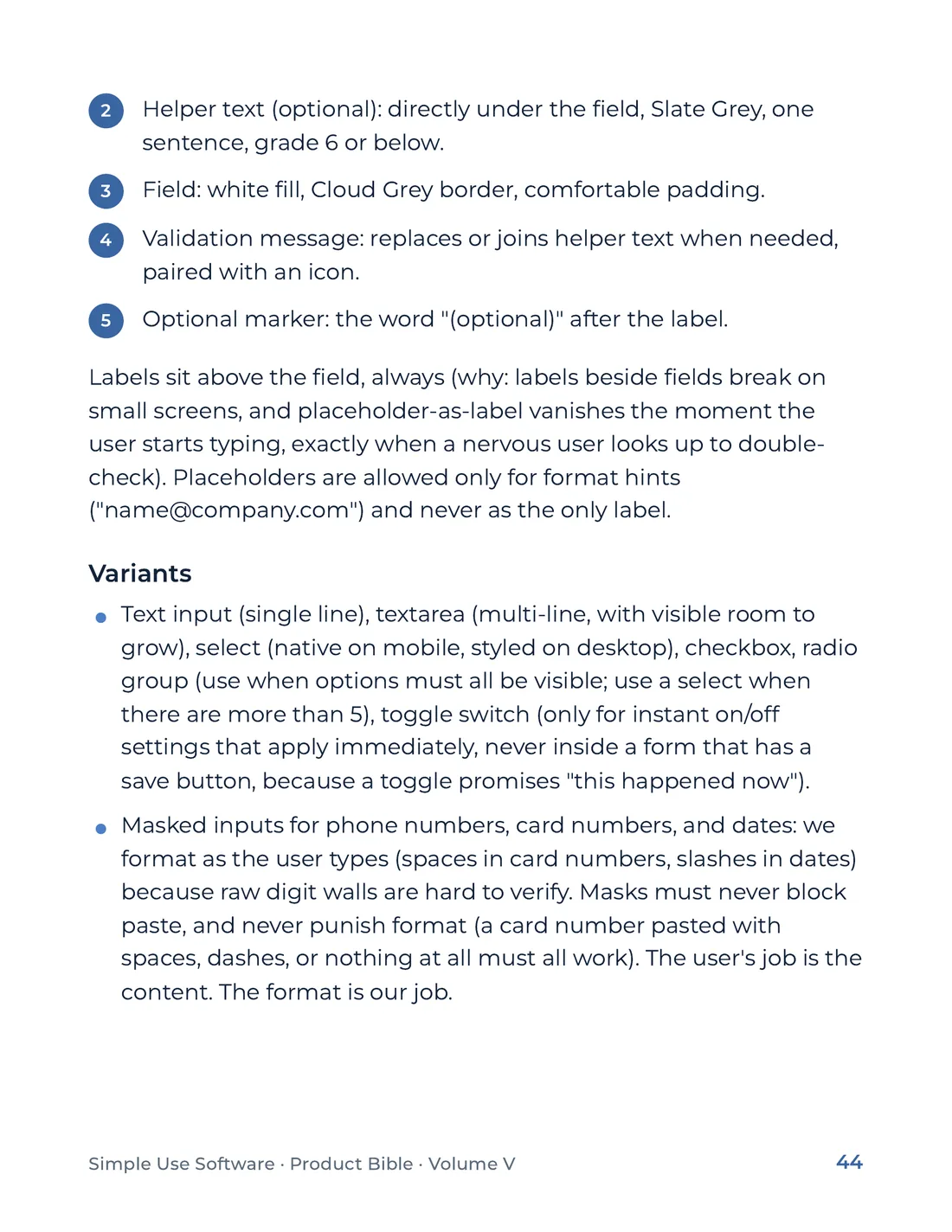 Product Bible, The Design System, page 44