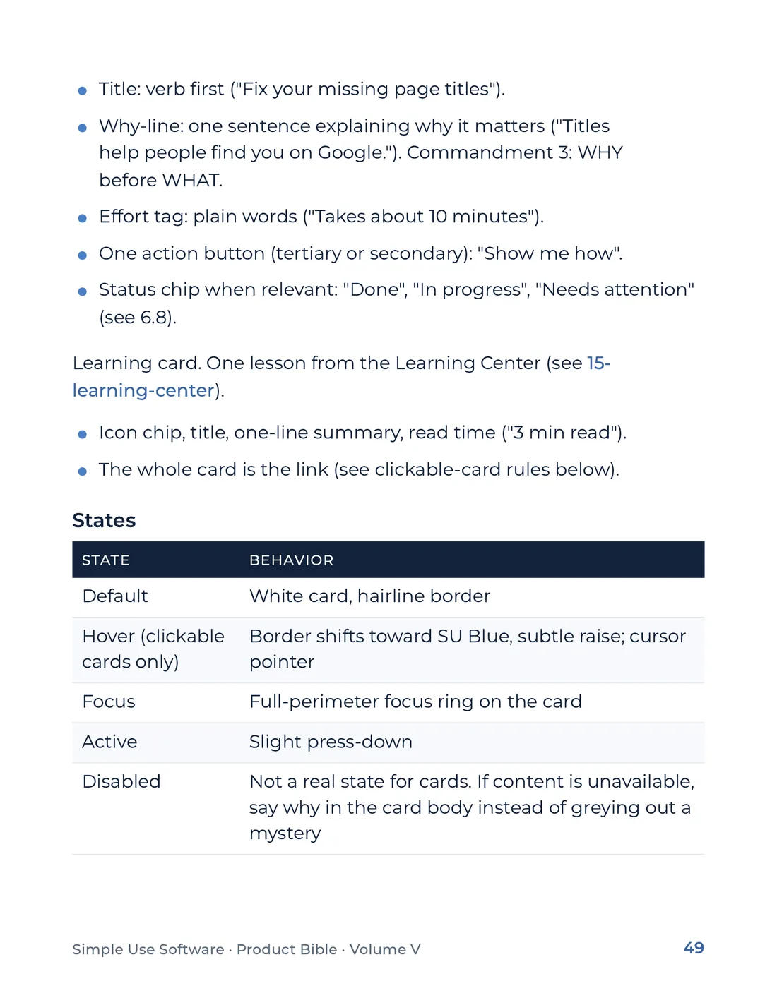 Product Bible, The Design System, page 49