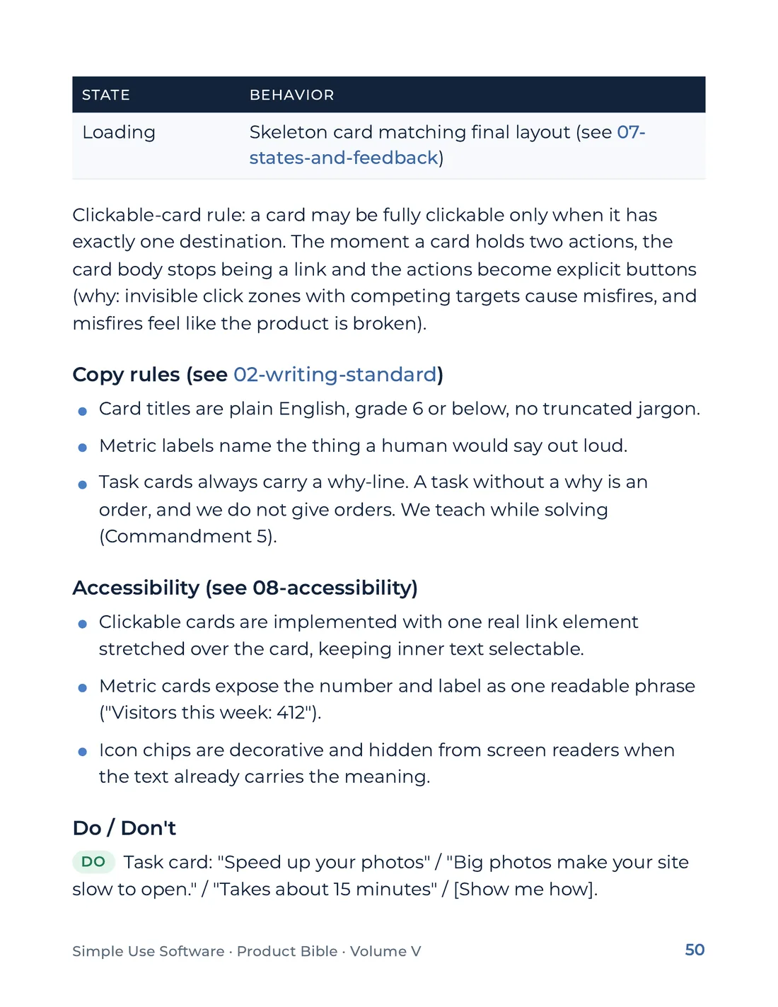 Product Bible, The Design System, page 50