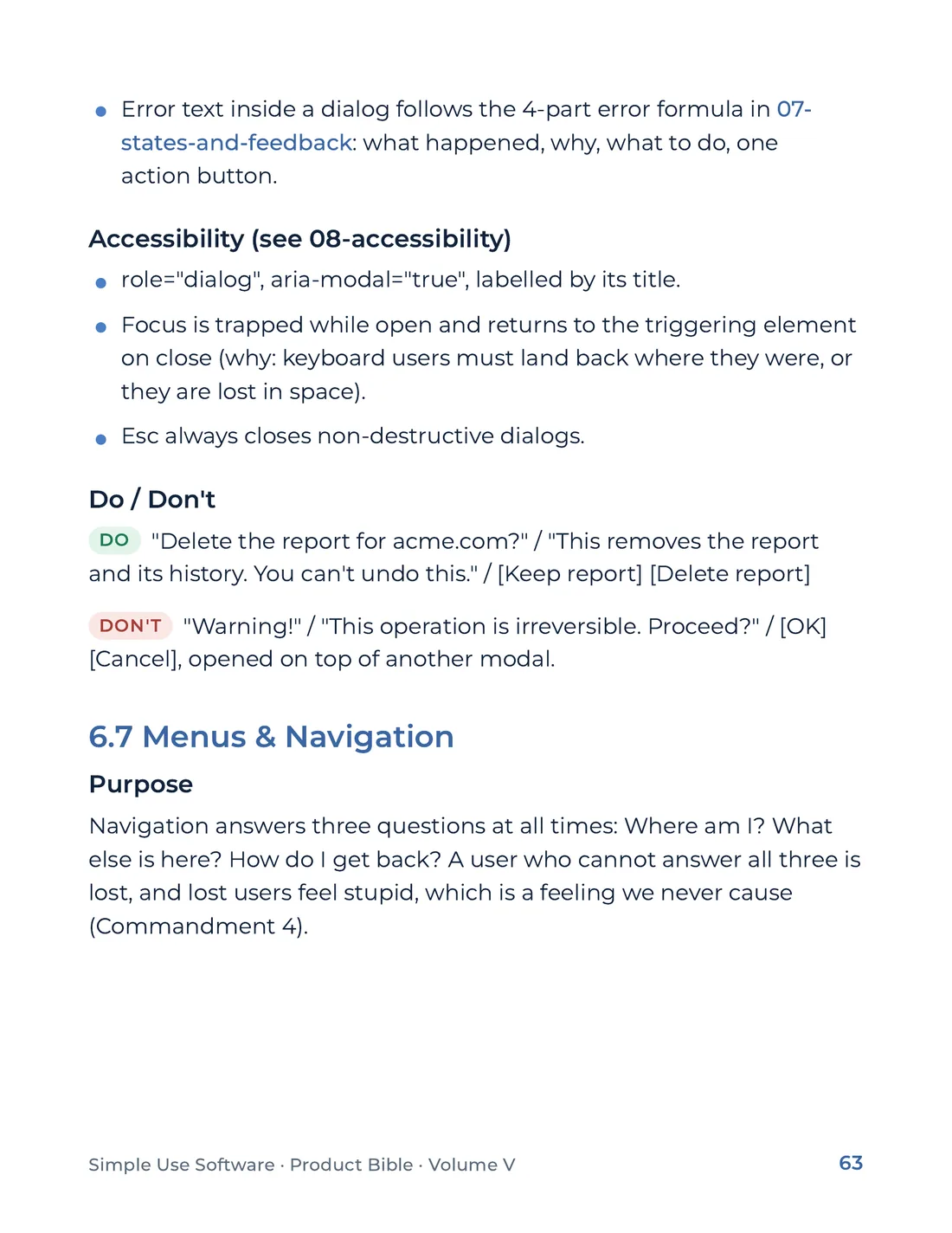Product Bible, The Design System, page 63