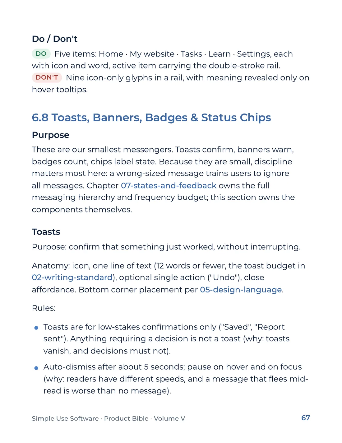 Product Bible, The Design System, page 67