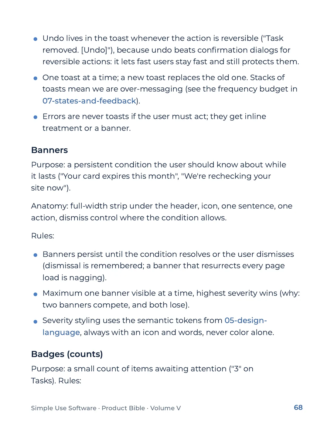 Product Bible, The Design System, page 68