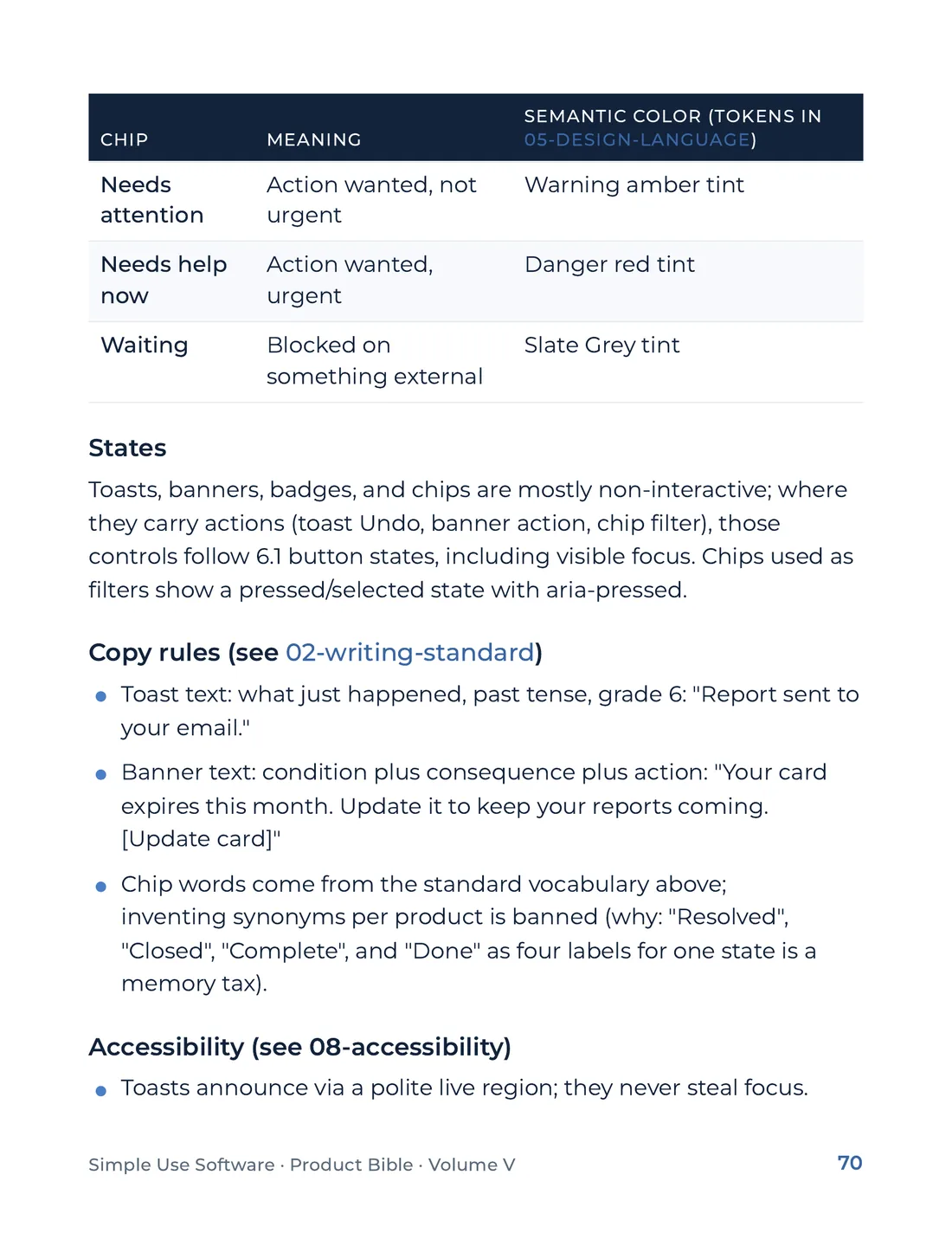Product Bible, The Design System, page 70