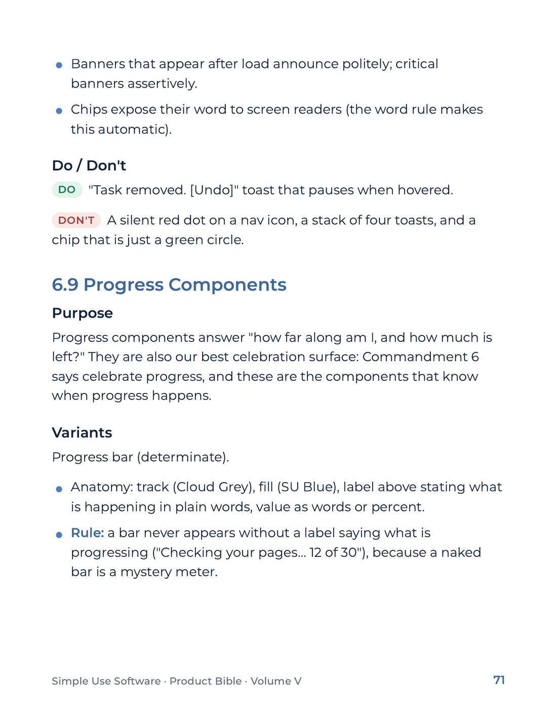 Product Bible, The Design System, page 71