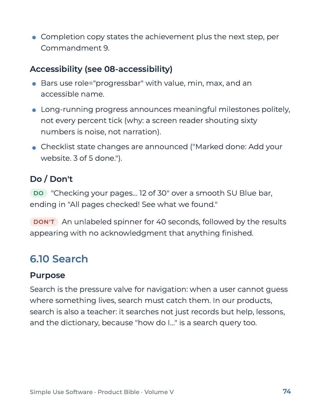 Product Bible, The Design System, page 74