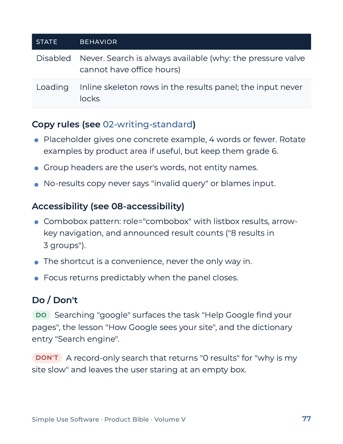 Product Bible, The Design System, page 77