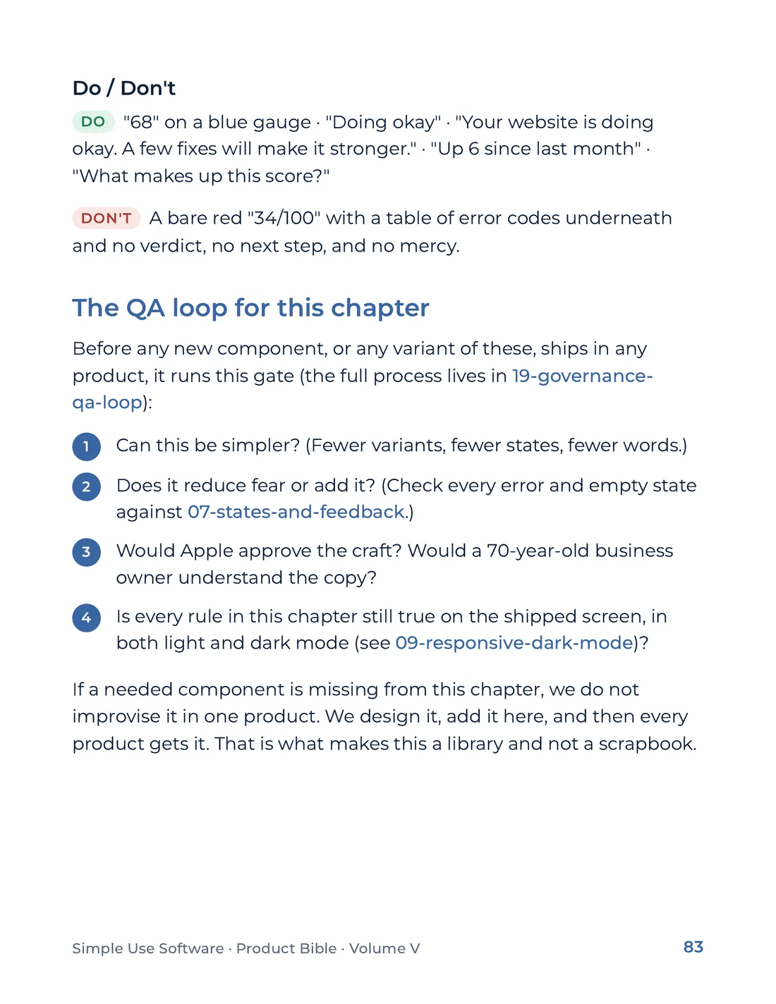Product Bible, The Design System, page 83