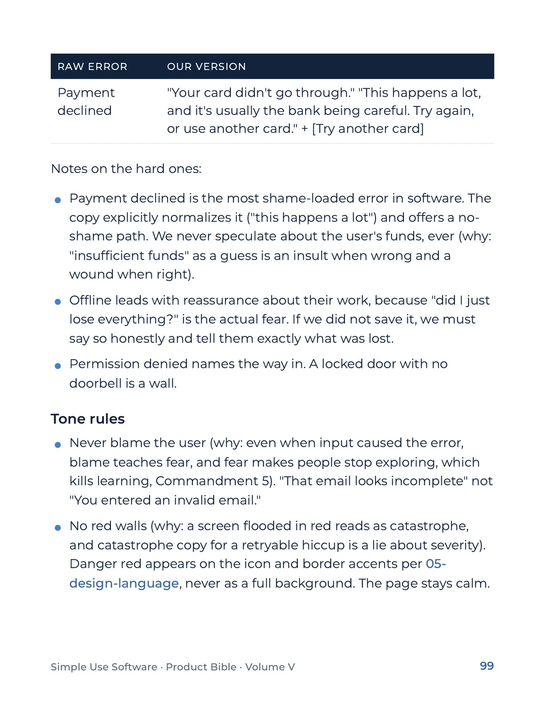 Product Bible, The Design System, page 99