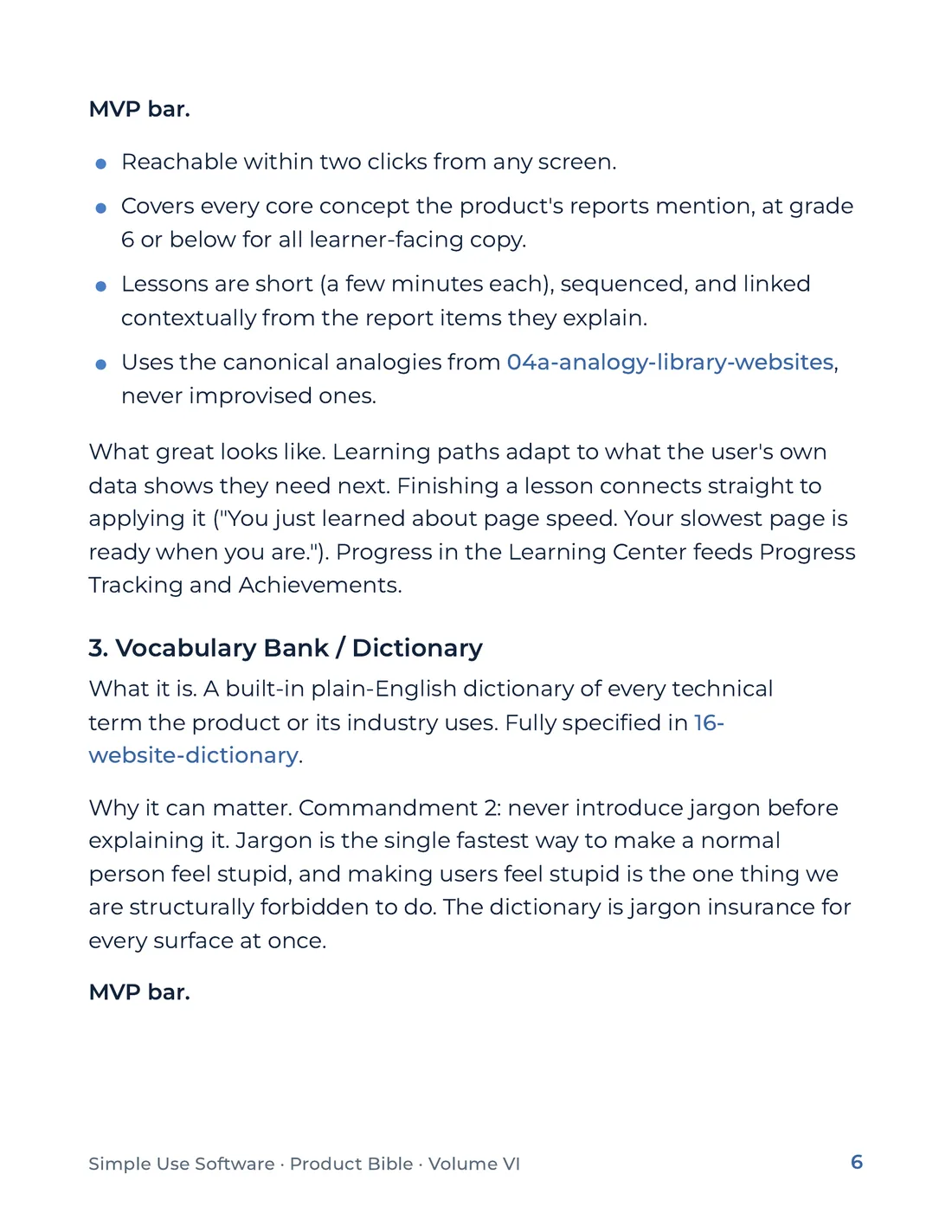 Product Bible, Products in Practice, page 6