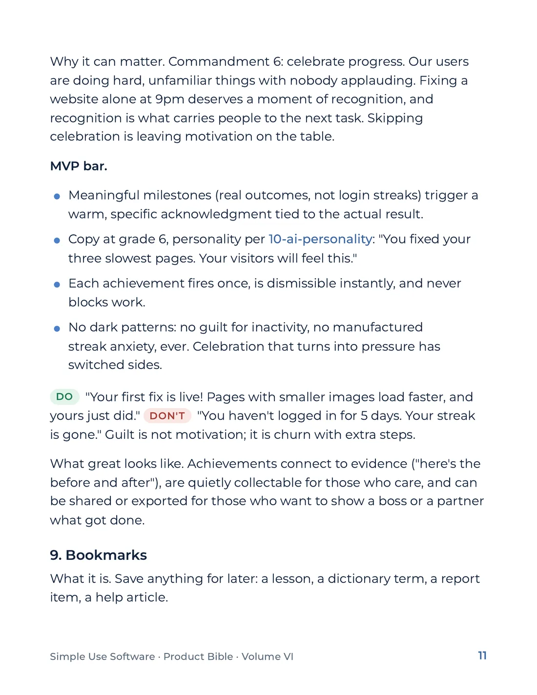 Product Bible, Products in Practice, page 11