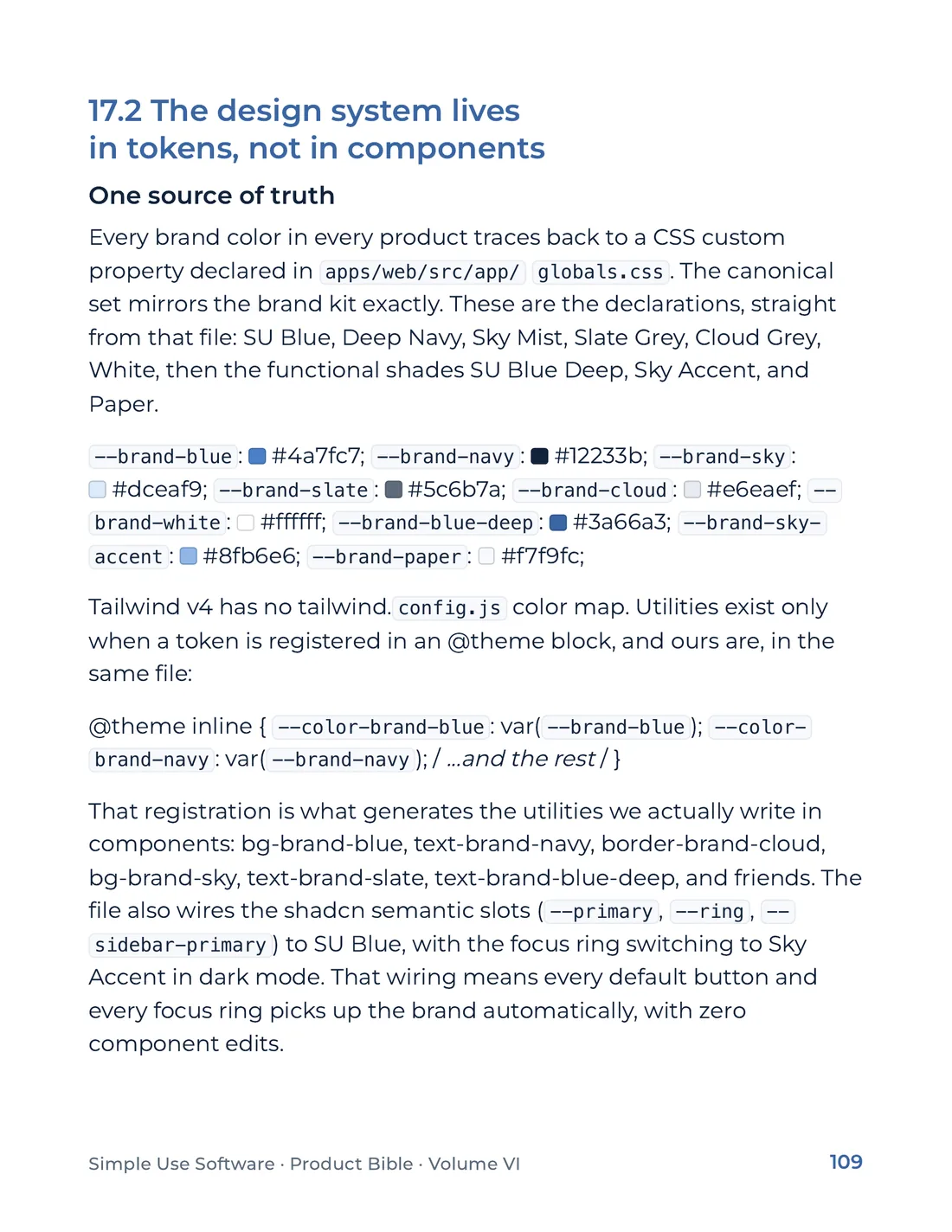 Product Bible, Products in Practice, page 109