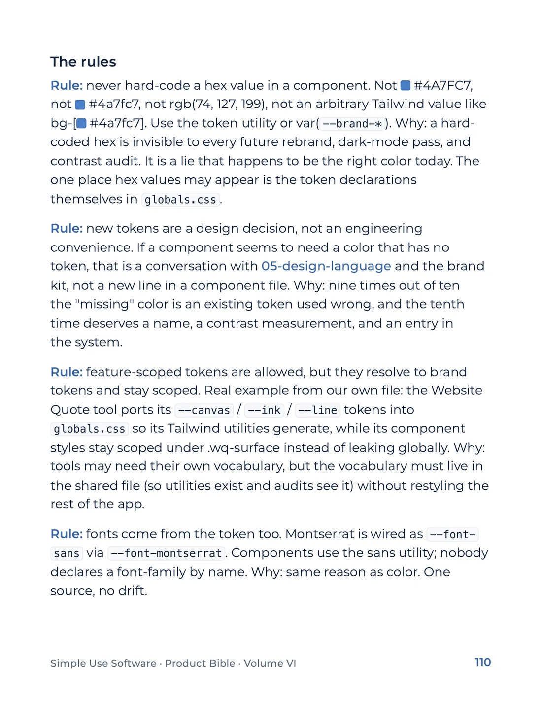 Product Bible, Products in Practice, page 110