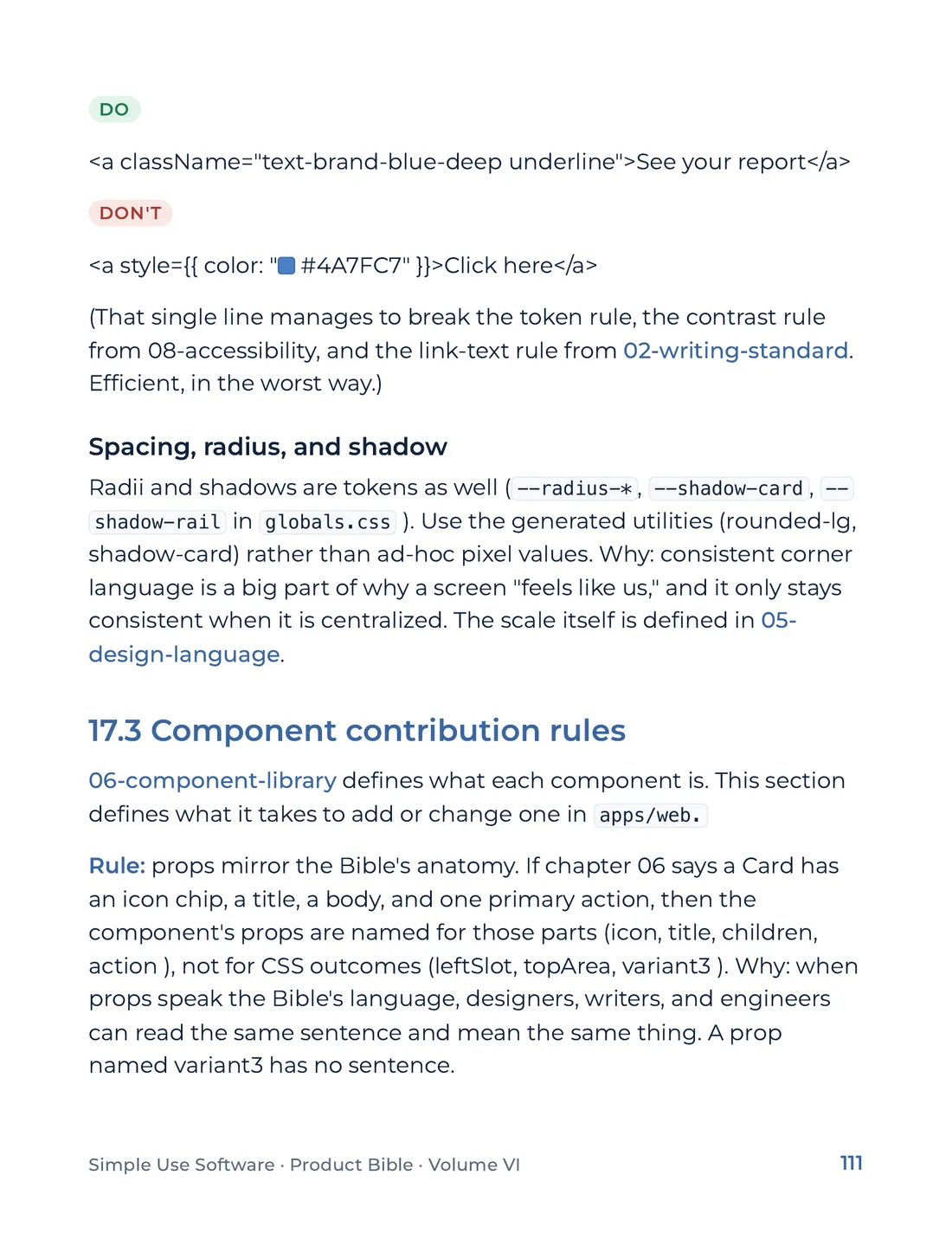 Product Bible, Products in Practice, page 111