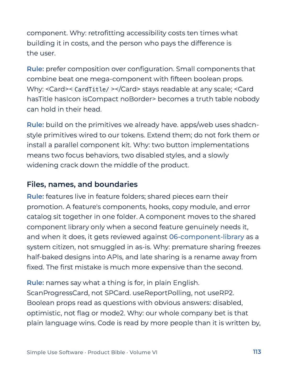 Product Bible, Products in Practice, page 113