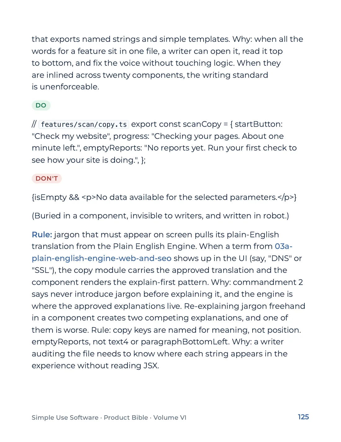 Product Bible, Products in Practice, page 125