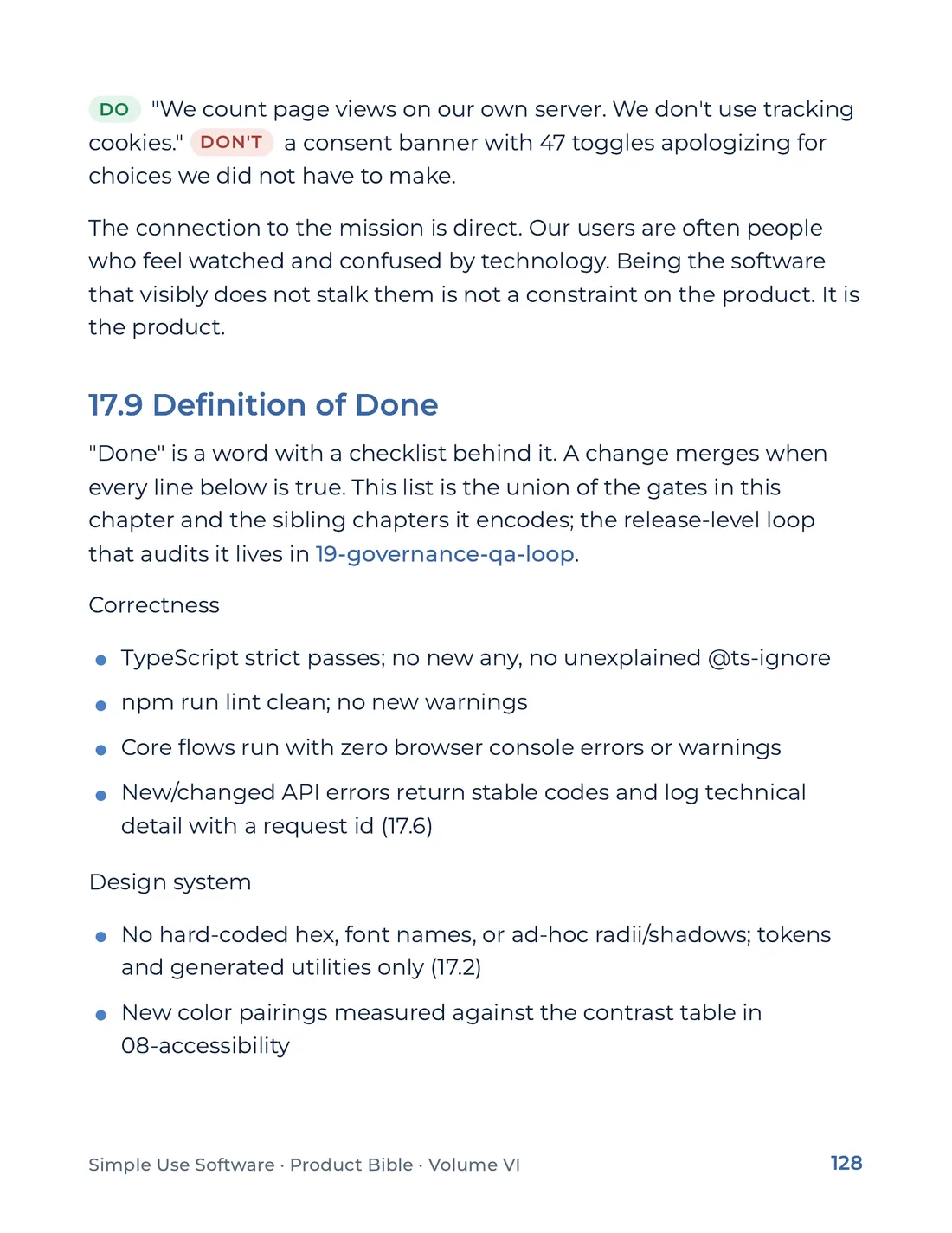 Product Bible, Products in Practice, page 128