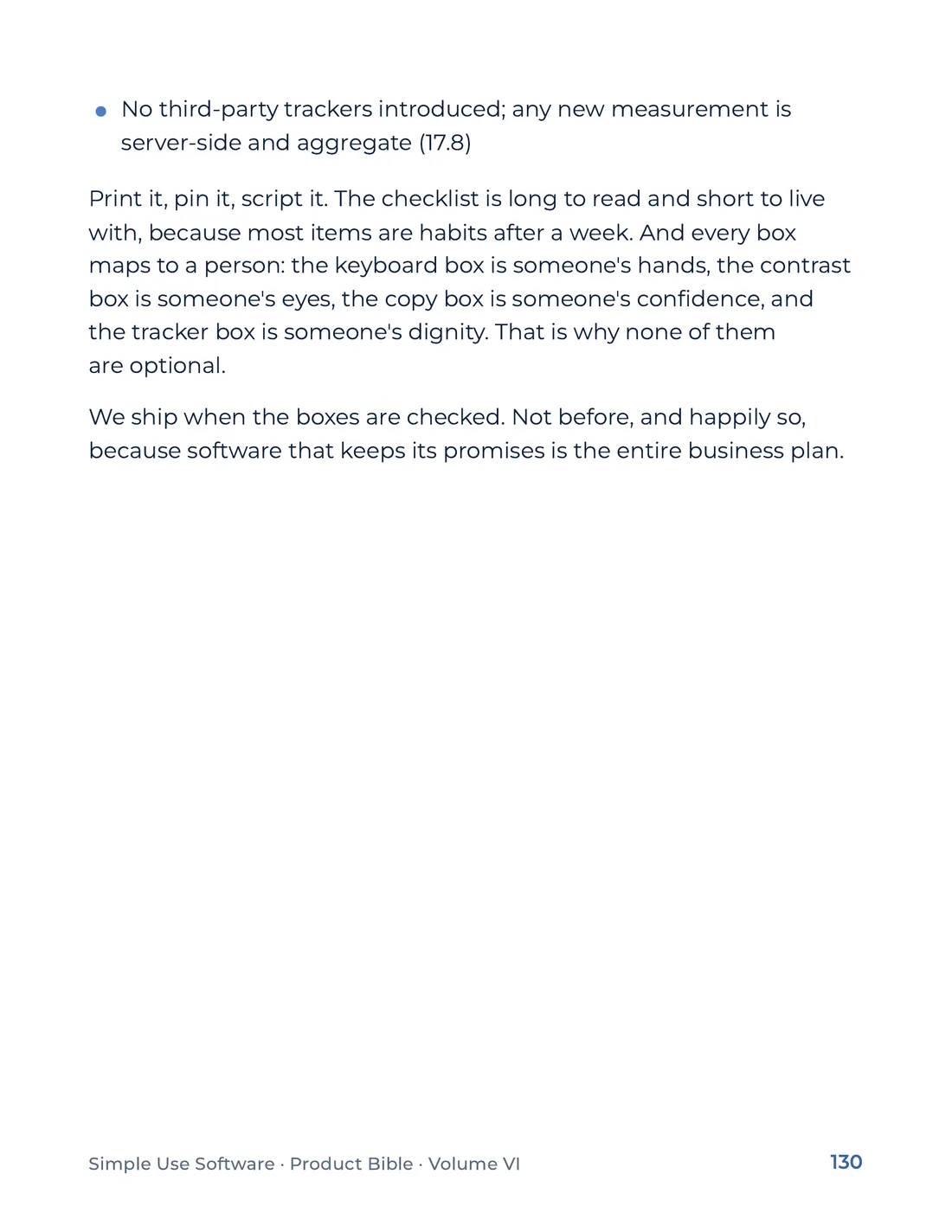 Product Bible, Products in Practice, page 130