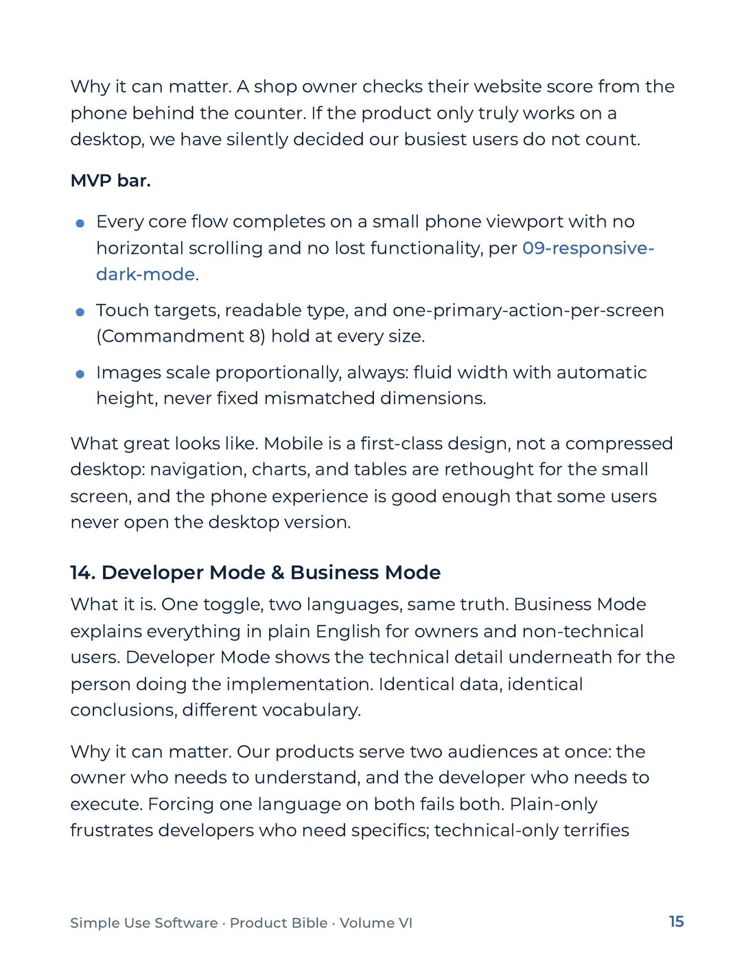 Product Bible, Products in Practice, page 15