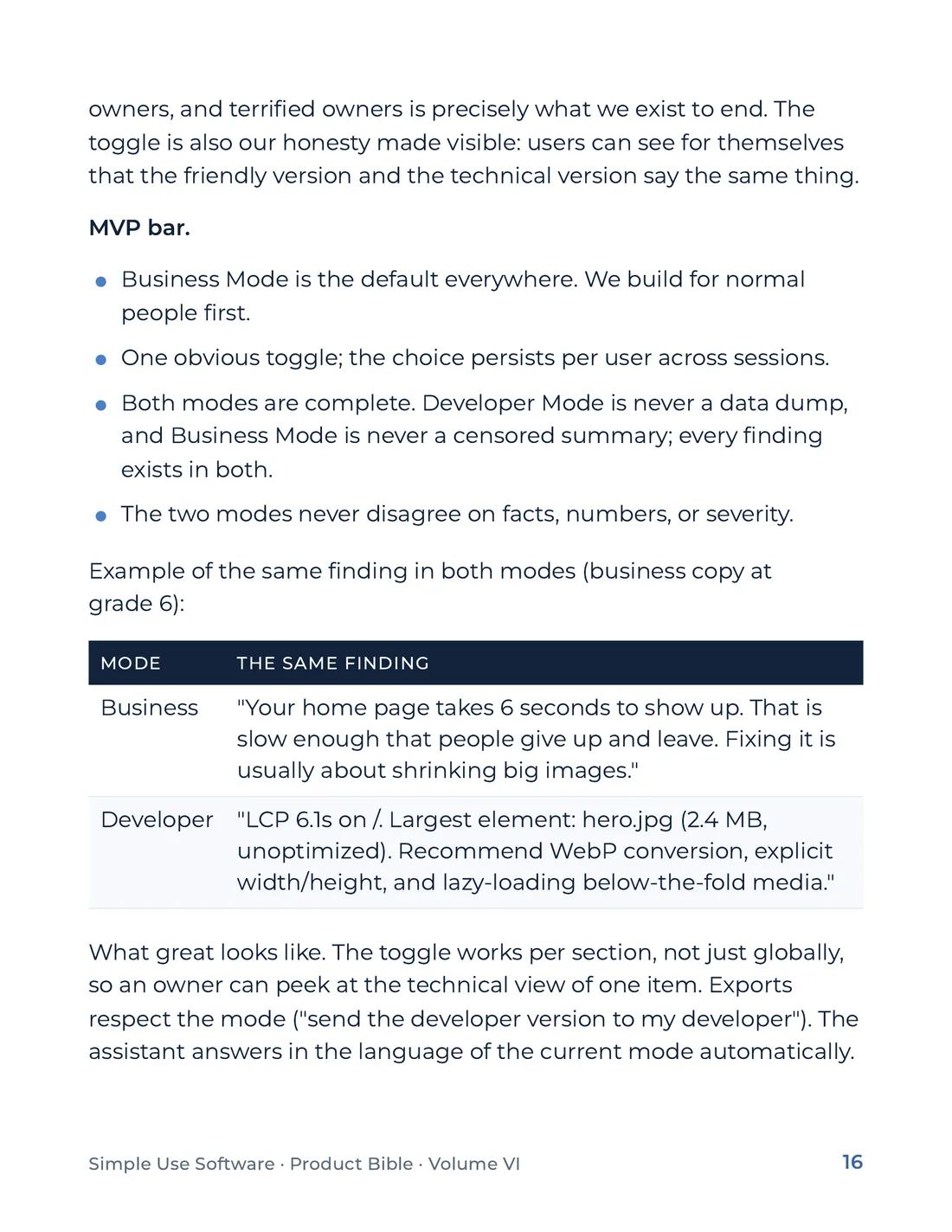 Product Bible, Products in Practice, page 16