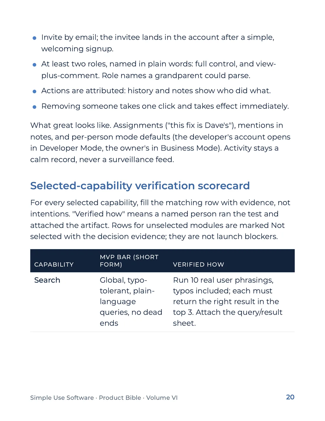 Product Bible, Products in Practice, page 20
