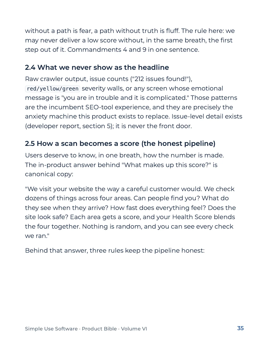 Product Bible, Products in Practice, page 35